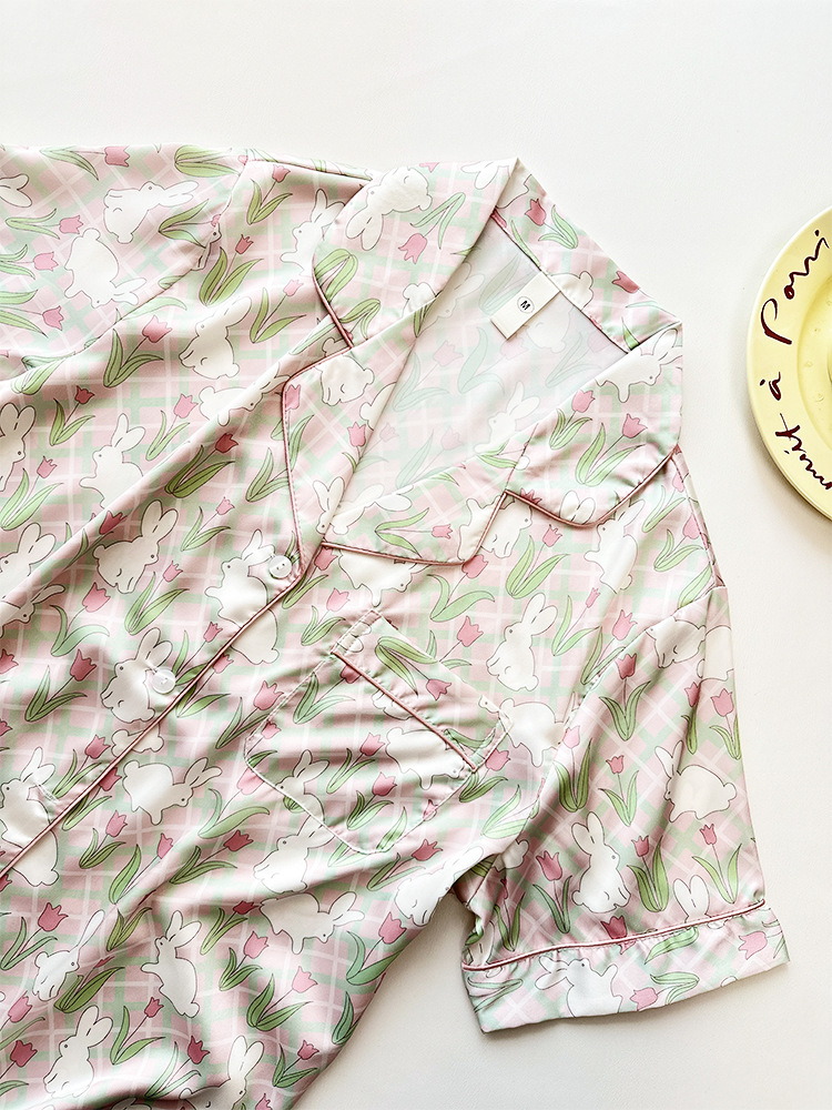 핑크 토끼 짧은 소매 바지