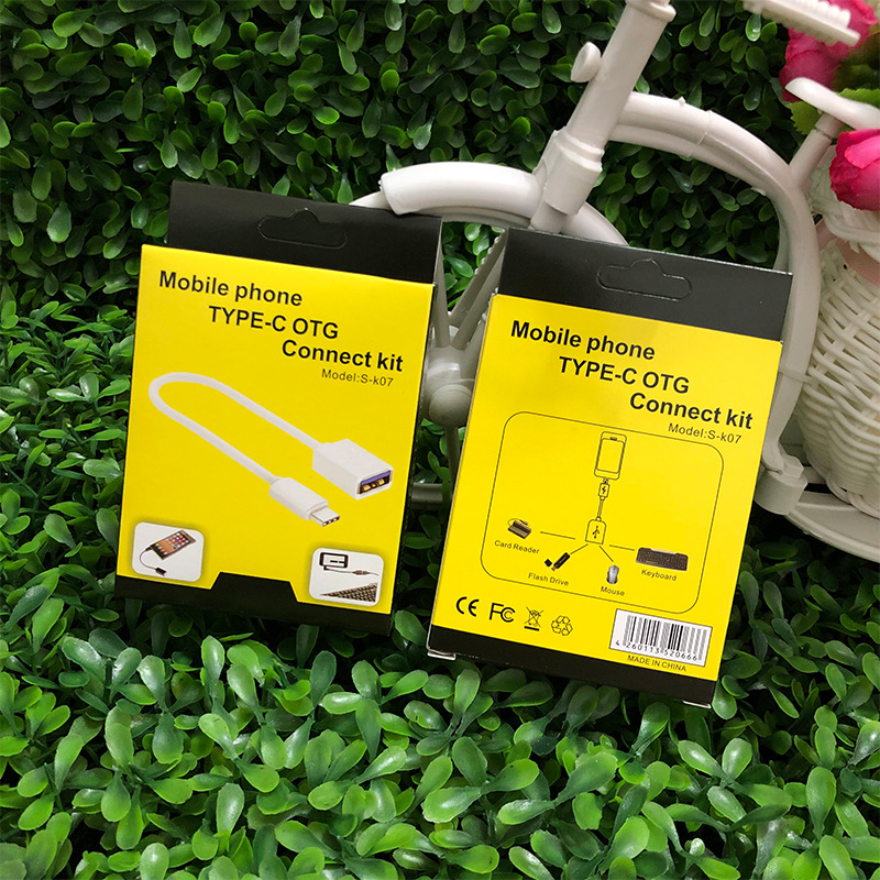 适用TYPE-C OTG转接线中性包装盒 otg转type-c转接头数据线包装盒