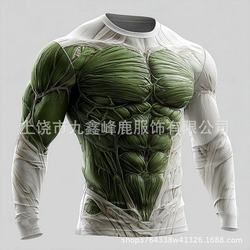 Dropshipping 2026 Halloween Green Giant Retro Design Long Sleeve T-Shirt Casual Outdoor Daily Wear for Autumn and Winter Dropshipping 2026 Halloween Green Giant Retro Design Long Sleeve T-Shirt Casual Outdoor Daily Wear for Autumn and Winter