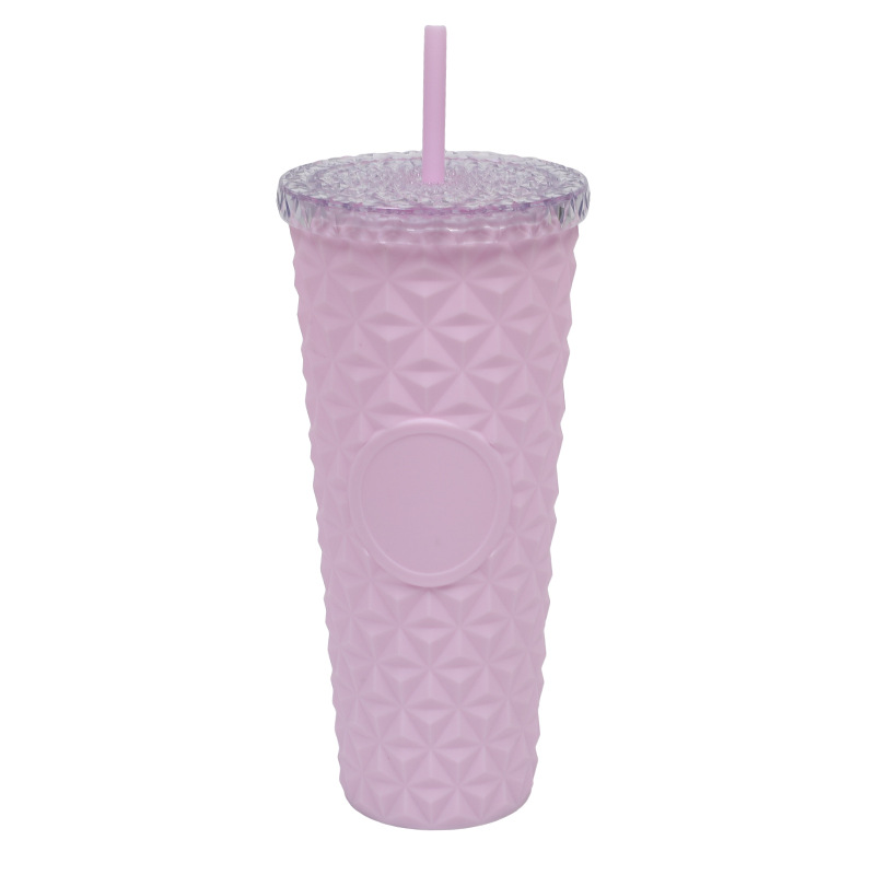 Suministro directo de fábrica AS taza de paja de doble capa taza de agua de plástico de grado alimenticio taza de cristal simple de alto valor de verano de 710ml