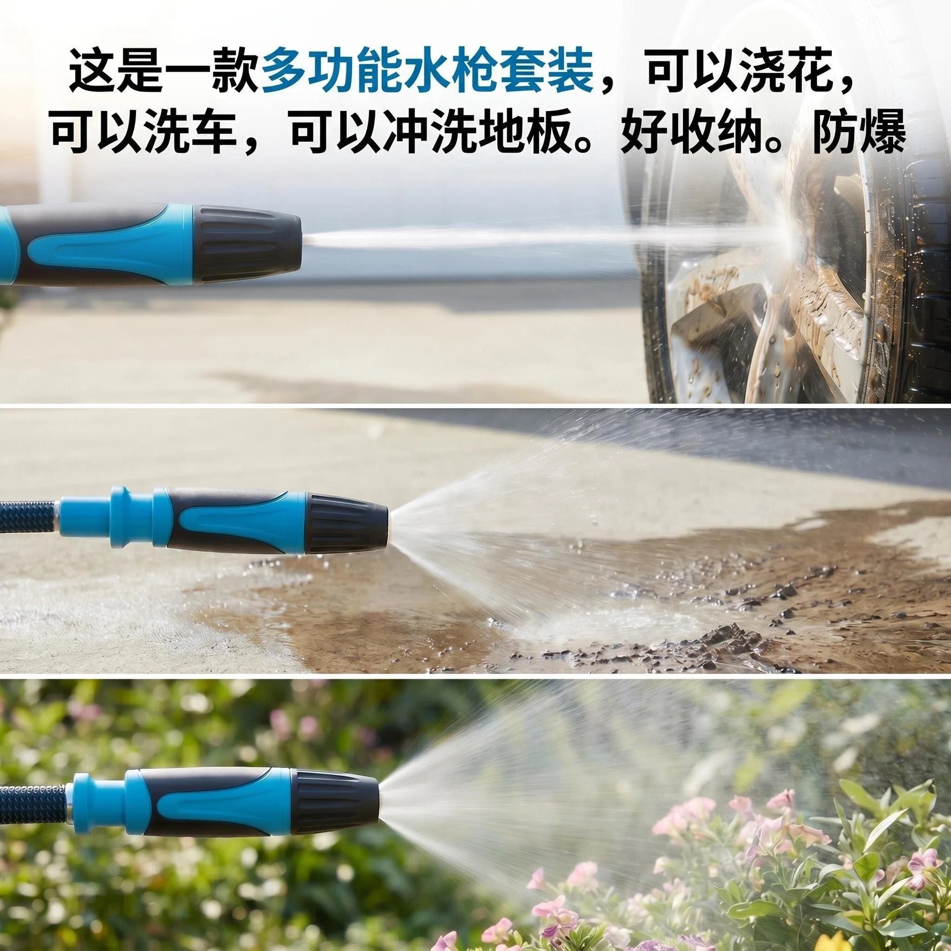 Car Wash Water Gun for Home Use, High-Pressure Nozzle for Watering Vegetables, Magic Tool for Tap Water Hose, Anti-Freeze, Anti-Explosion, Pressure-Boosting Hose for Watering Flowers