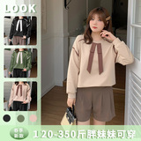 2025秋季新款120-350斤大码女胖mm卫衣休闲短裤两件套63591+63643，女装运动套装，变形策服饰