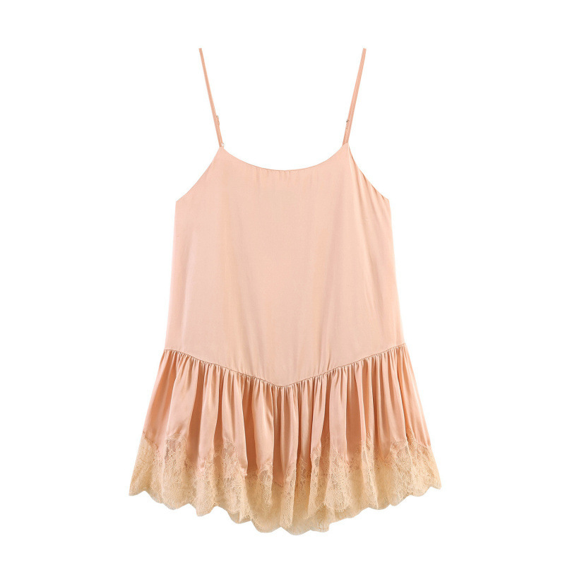 Amazon European and American Cross-Border Summer Women's Fashion New Design Versatile Lace Detail Textured Sleeveless Camisole Dress