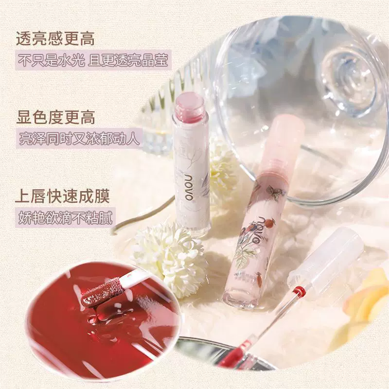 Moisturizing lip gloss, lipstick, mirror effect, plump lips effect