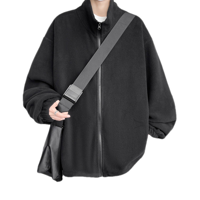 Herren Herbst und Winter neue doppelseitige Fleece einfarbig warme Kapuzenjacke Jacke Jacke_voghion.com