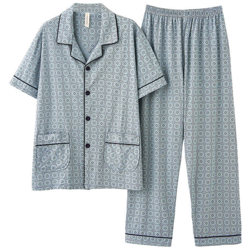 Pijamas de verano de algodón de los hombres pantalones de manga corta de algodón de los hombres de algodón delgado de verano más tamaño de media manga de los hombres homewear