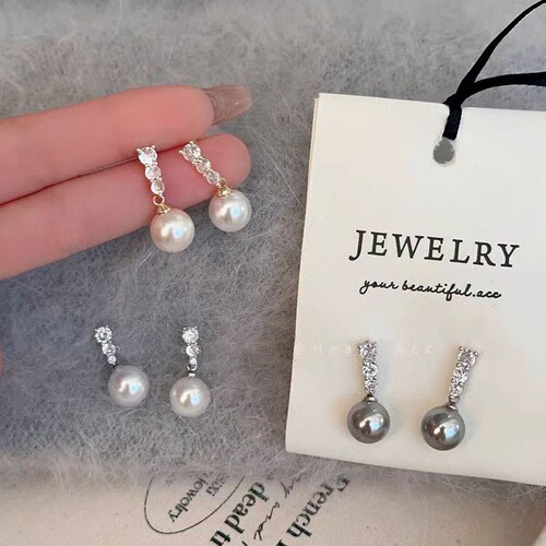 French pearl earrings new 2024 hot style light luxury high-end temperament earrings retro small fragrance simple earrings