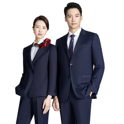 男女款秋季新款西装女小西装套装女式西服工作职业装宝蓝色外套女