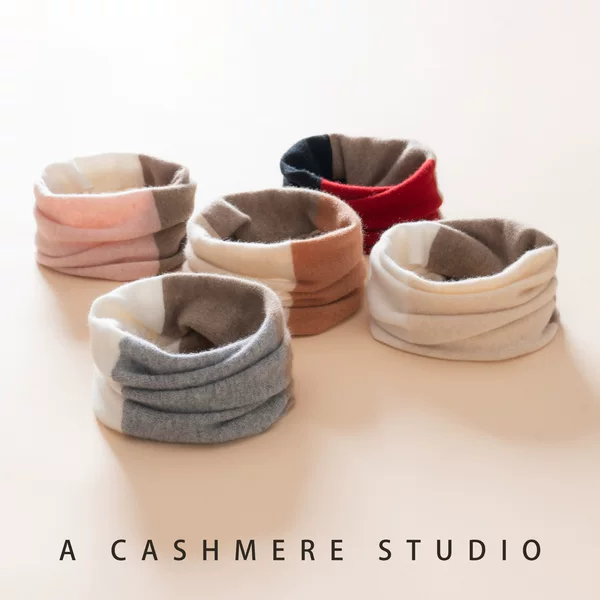 Cross-Border Wholesale 100% Cashmere One-Piece Molded Extended-Length Skin-Friendly Warm Pullover Three-Color Patchwork Neck Warmer in Stock