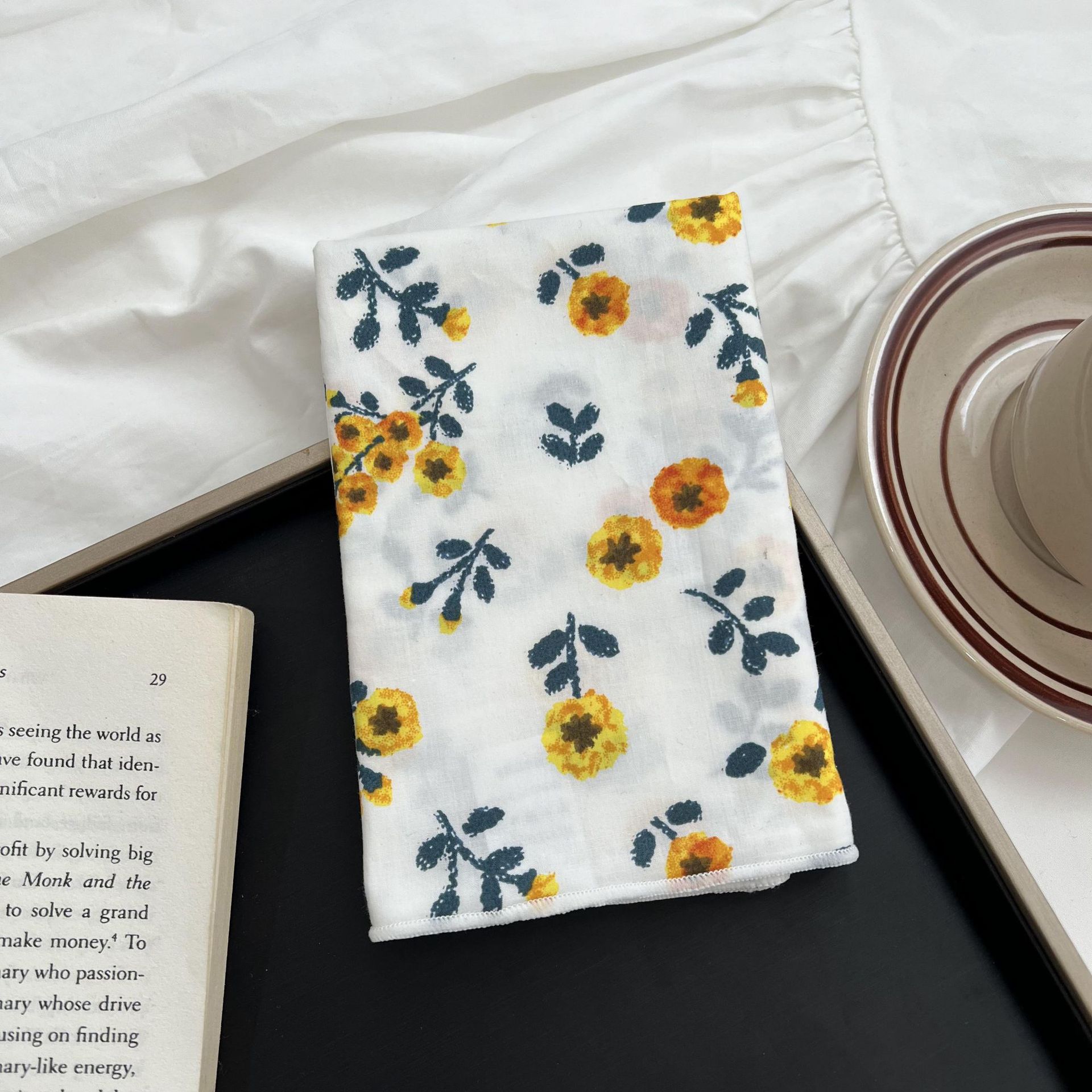 Verano y otoño japonés, flores de algodón, bufandas cuadradas, bufandas retrógradas para mujeres, bufandas de seda delgadas y frescas