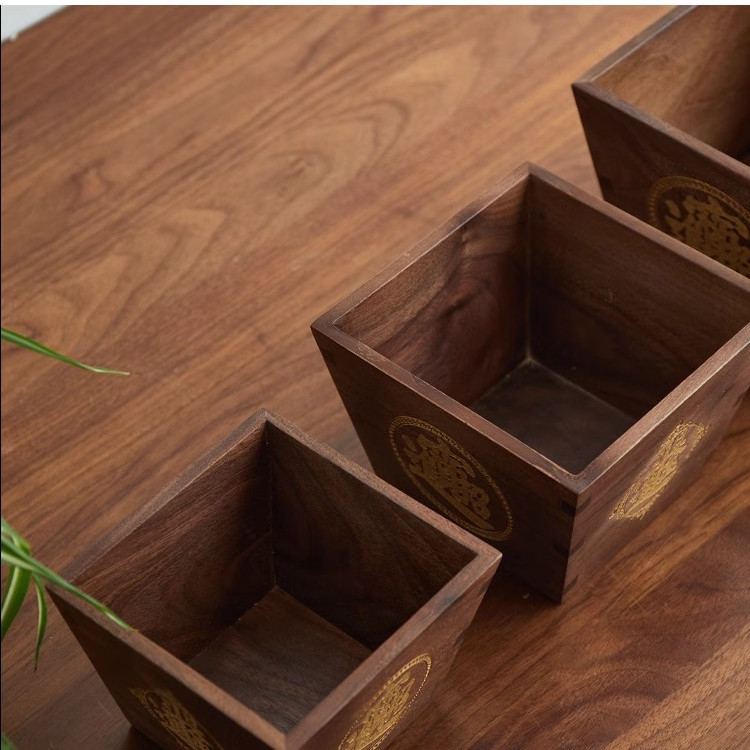 Escritorio de madera maciza misceláneas tesoro afortunado diario oro arroz cubo estilo antiguo decoración tienda Lucky caja almacenamiento