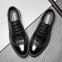 2024 Spring New Crocodile Pattern Leather Shoes Men's British Genuine Leather Business Casual Leather Shoes Formal Men's Men's Shoes