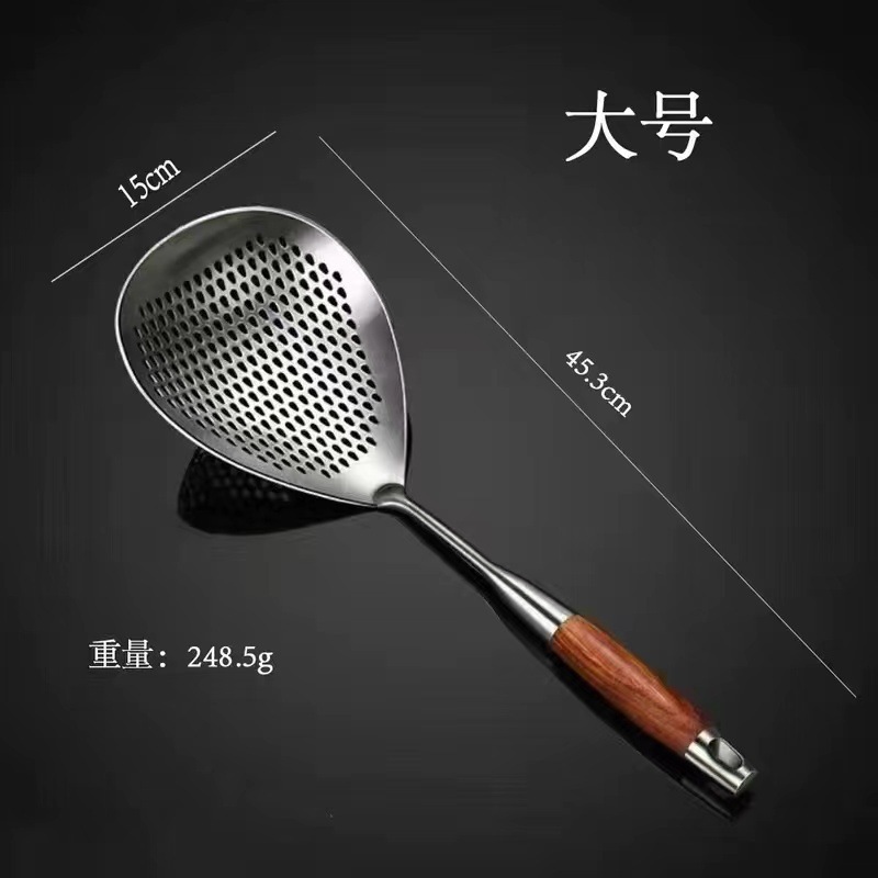 acero inoxidable pimienta cucharas de cocina frita casera hueco cocina frita profundiza mango anti-escaldaduras para pescar fideos grande