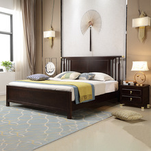 全實木床1.8米新中式臥室單人床1.5米大床主臥實木家具簡約雙人床