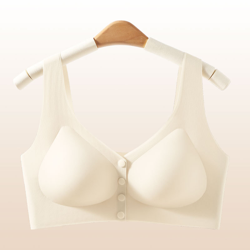 前开扣中老年文胸女士无痕舒适无钢圈聚拢收副乳防下垂妈妈内衣|undefined
