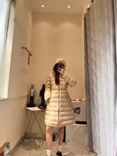 深圳南油高端女装收腰显瘦中长款连帽修身长袖白鹅绒羽绒服女潮
