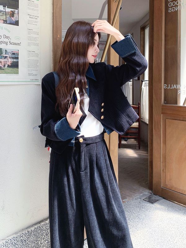 法式复古高级感套装女2025秋季新款假两件外套大方得体穿搭两件套|undefined