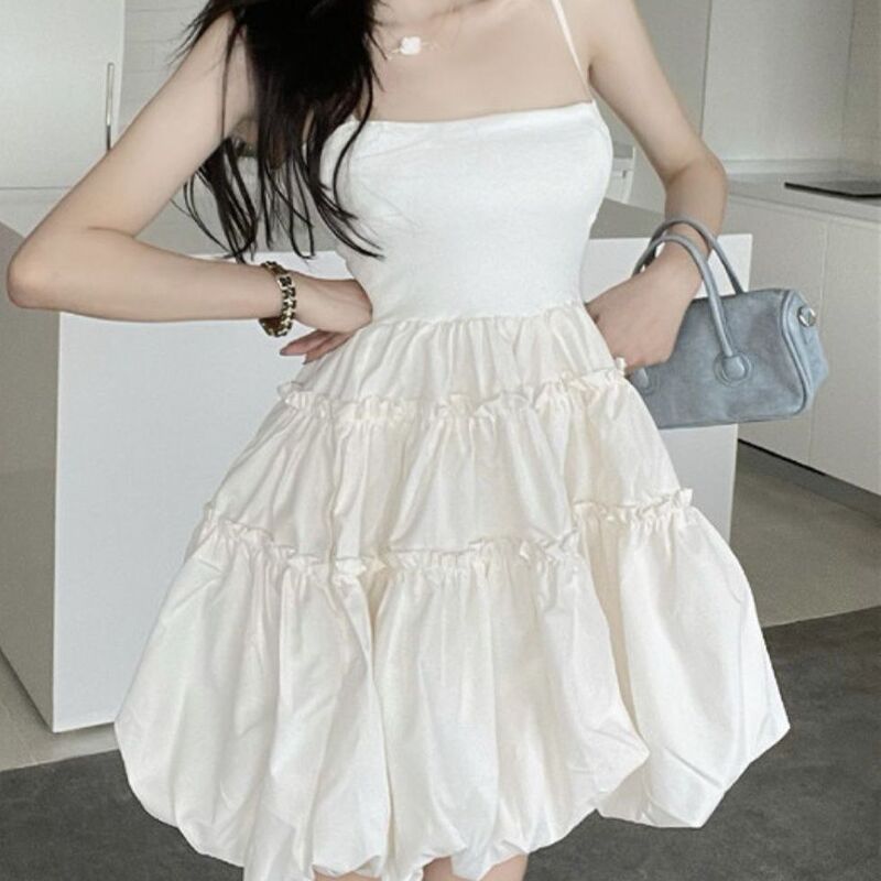 Little Princess Style Dress for Women in Summer, French Retro Style Waist-Revealing Backless Suspender Skirt, Puffy Short Skirt Little Princess Style Dress for Women in Summer, French Retro Style Waist-Revealing Backless Suspender Skirt, Puffy Short Skirt