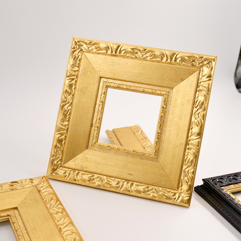 Golden European-Style Luxury Oil Painting, Vintage Custom Wooden Framed Wooden Picture Frame, Solid Wood Frame, Self-Assembled Photo Frame, Empty Outer Frame