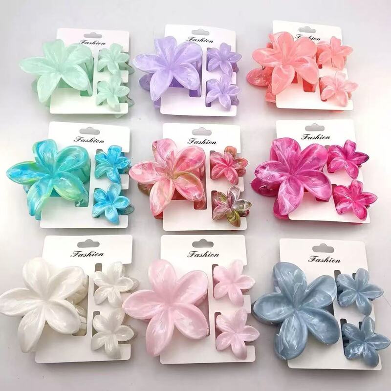 Cross-Border Hot-Selling Plumeria Flower Set Combination Hair Clip Floral Hairpin Marble Pattern Hair Claw Shark Clip Hair Accessory for Women Cross-Border Hot-Selling Plumeria Flower Set Combination Hair Clip Floral Hairpin Marble Pattern Hair Claw Shark Clip Hair Accessory for Women