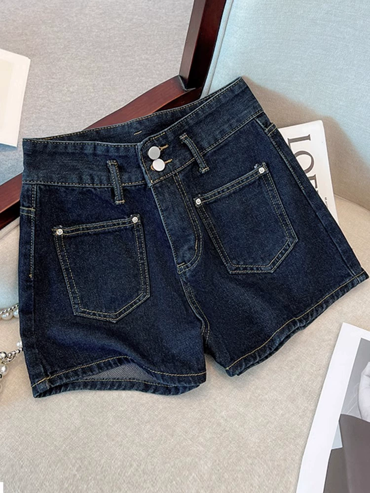 Высок waist retro деним шорты для грушевидного типа фигуры, плюс размер, дружелюбные для подростков, силуэт А