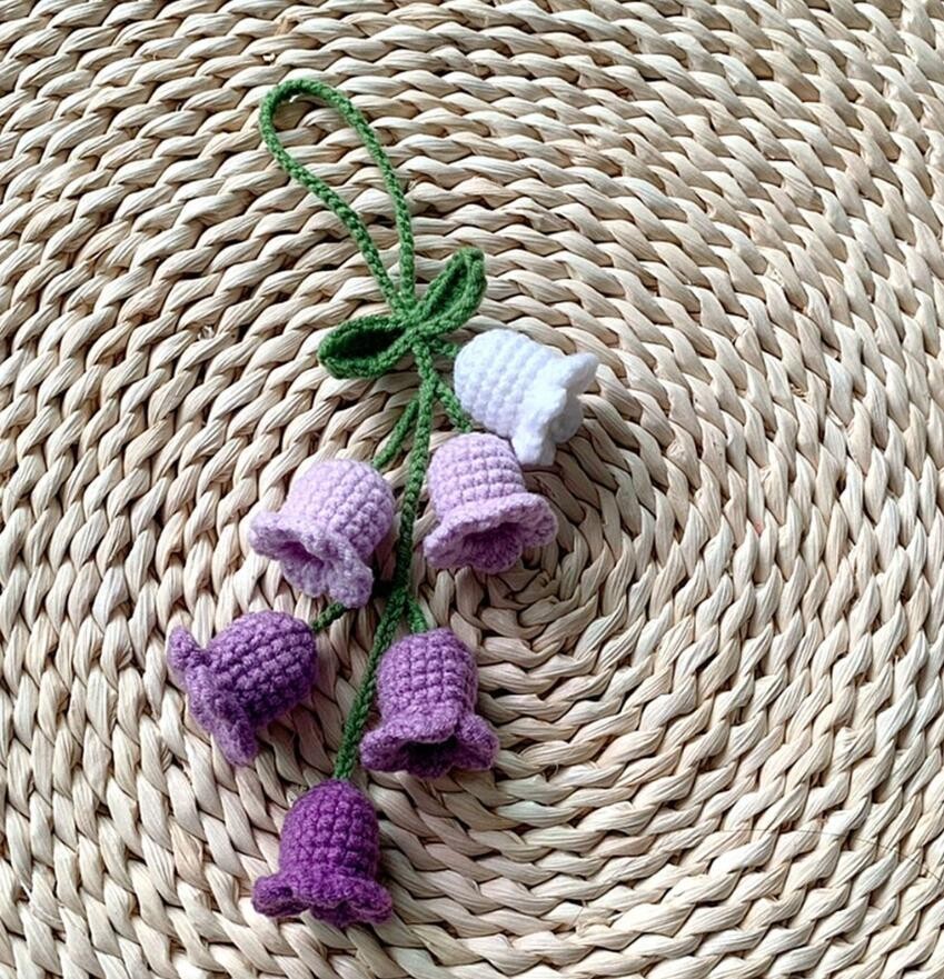 1 Piece Quantity Hand-crocheted Chlorophytum Potted Yarn Car Rearview Mirror Creative Ornament