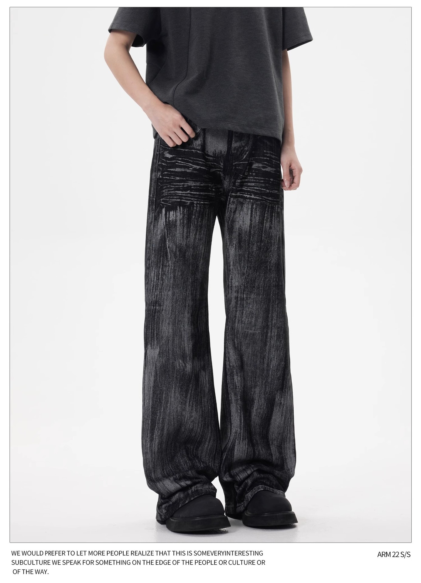 Pantalones vaqueros encerados vintage para hombre, corte recto relajado, estética limpia, lavado desgastado, ropa informal de calle_voghion.com