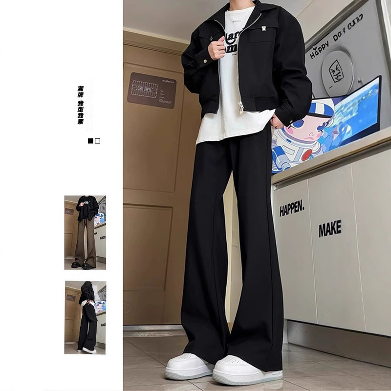 cleanfit black margiela trousers for men and women silhouette slim casual pants straight tube vertical vibe micro-pants cleanfit black margiela trousers for men and women silhouette slim casual pants straight tube vertical vibe micro-pants