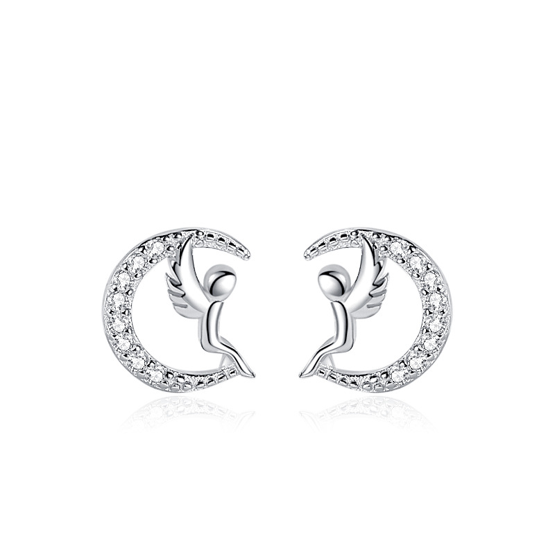 Plata de ley s92 mayo Bright Angel Stud pendientes de mujer transfronteriza Mori estilo coreano simple pendientes pequeños al por mayor