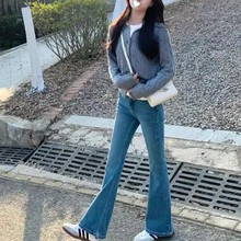 赵露思同款!杨树林同款!微喇牛仔裤女2024夏秋季显瘦喇叭裤560