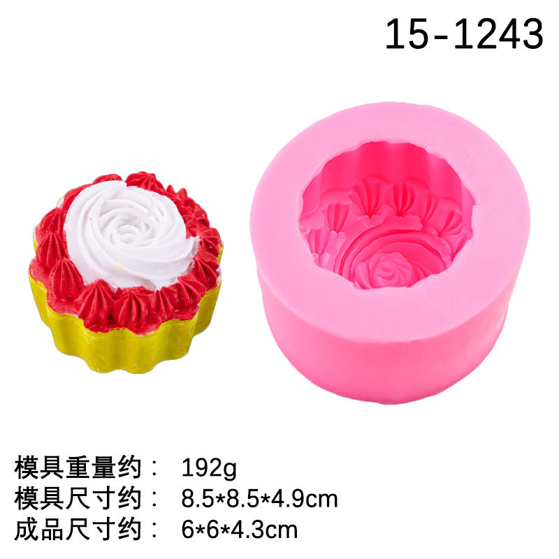 Simulación tridimensional pequeño pastel molde de silicona DIY epoxi arcilla yeso aromaterapia vela hecha a mano jabón fabricación Accesorios