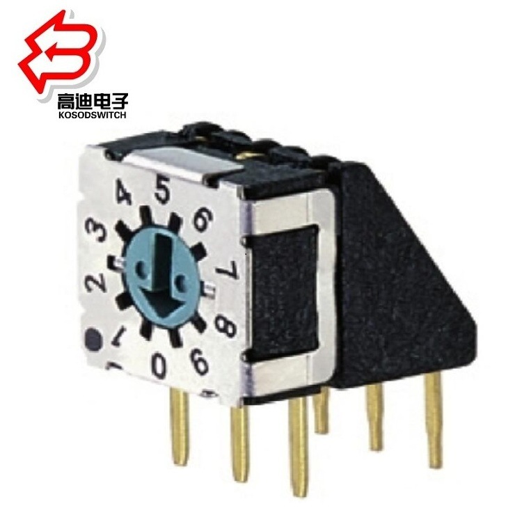 侧拨编码开关10位防水 防水IP67旋转开关侧插6脚 防水编码开关6脚