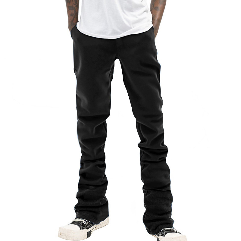 Men's Clothing heavyweight flared drawstring trousers solid color retro slim men's casual trousers trend_voghion.com