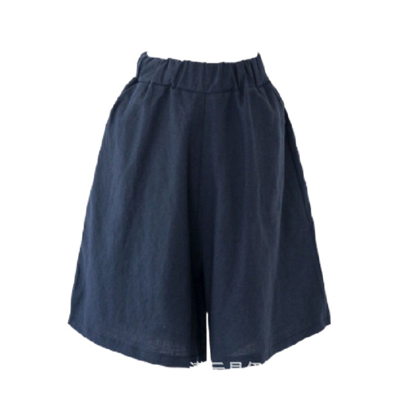 Women's cropped pants 2022 summer new solid color casual loose fat sister shorts plus size women's thin wide-leg pants