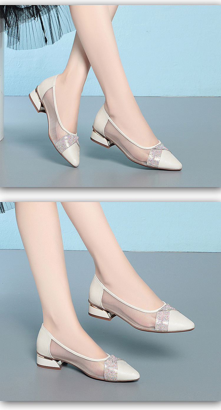 Sandal cao gót nữ đính đá lấp lánh phong cách Hàn Quốc — Màu be chi tiết 5