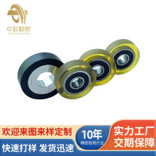 聚氨酯胶轮工业输送包胶轮静音橡胶轴承滚轮pu包胶轮自动化包胶轮