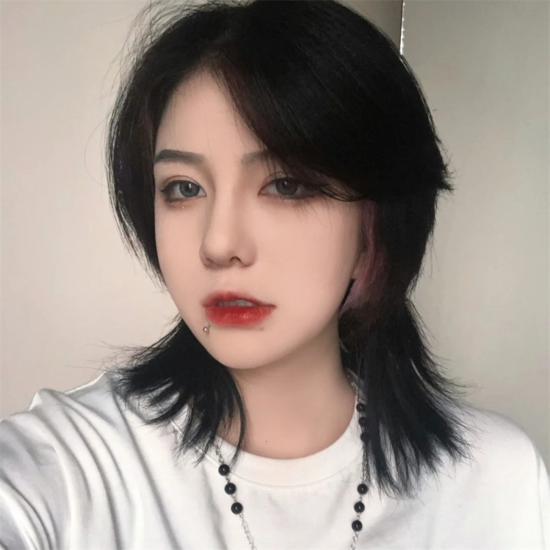 Cola de lobo peluca Pelo Corto hembra red sol serie Mullet cabeza hombres y mujeres pueden usar Guerrero cabeza peluca cabeza cubierta hombres fábrica al por mayor