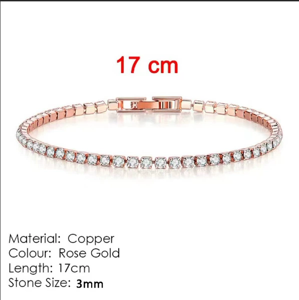 HB268 3mm diamond bracelet (rose gold) [17cm]