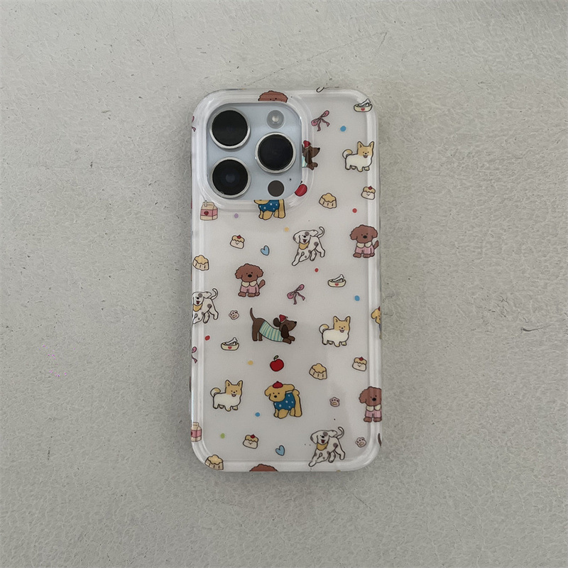 Dibujos animados lindo postre de pantalla completa para perros Apple 16ProMax funda para teléfono móvil 15Pro colgante 14/13 femenino 16