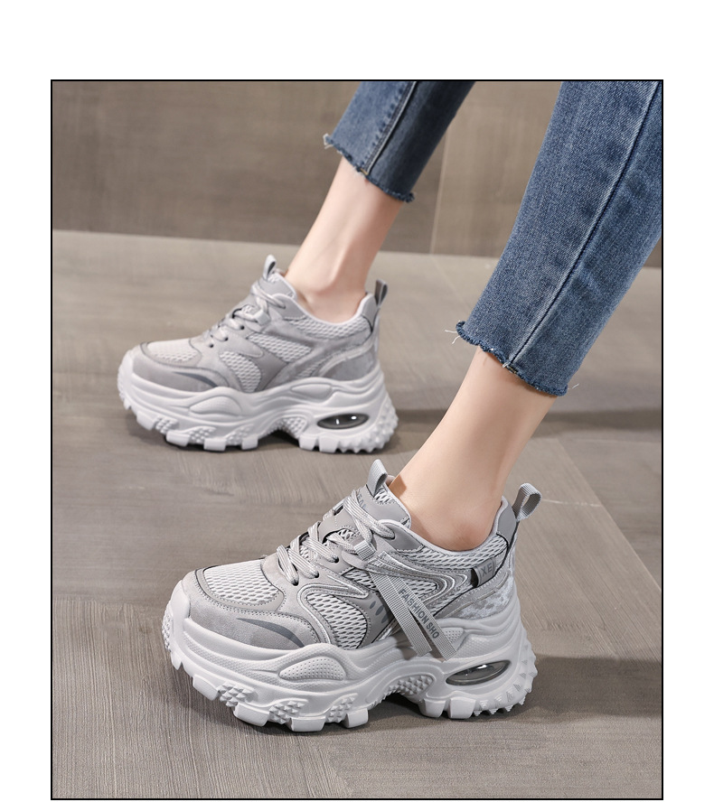 Giày sneaker nữ chunky đế dày lưới thoáng khí tăng chiều cao — màu tím chi tiết 15