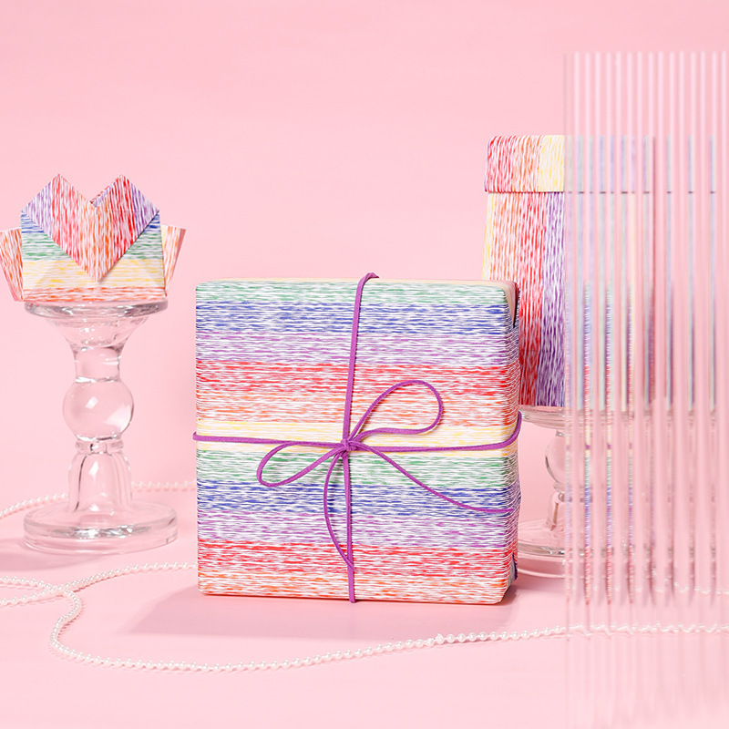 Papel de regalo a rayas de colores de Amazon, papel de regalo kraft blanco para decoración de fiestas, bodas y cumpleaños