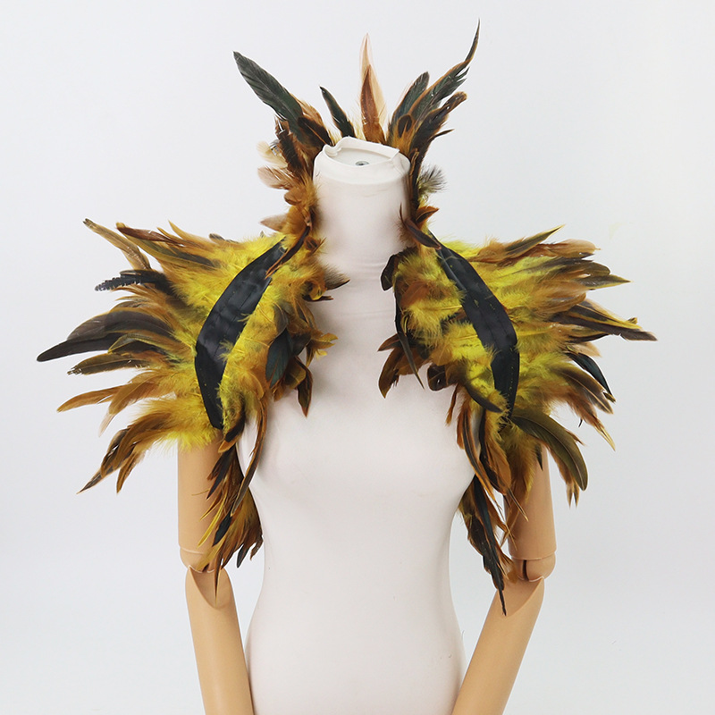 Nuevos productos transfronterizos de plumas, pañuelos de diamante, brazaletes de encaje, espectáculo de baile, vestido sexy, set oscuro