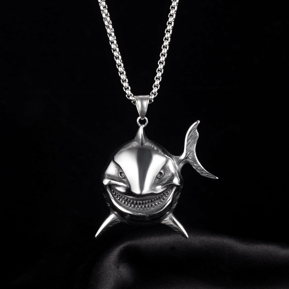 Retro Clown Fish Evil Smiling Face Stainless Steel Men's Necklace display picture 6