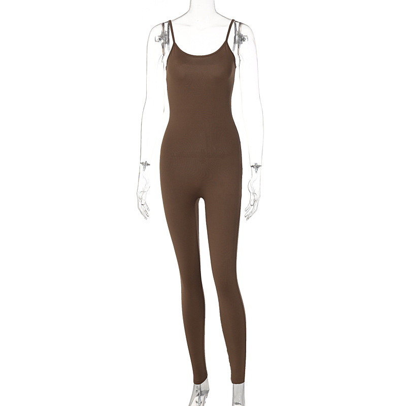 Productos de exportación europeos y americanos de gran venta, novedad de verano 2026, mono deportivo de yoga de color liso para mujer, venta al por mayor de una sola pieza.
