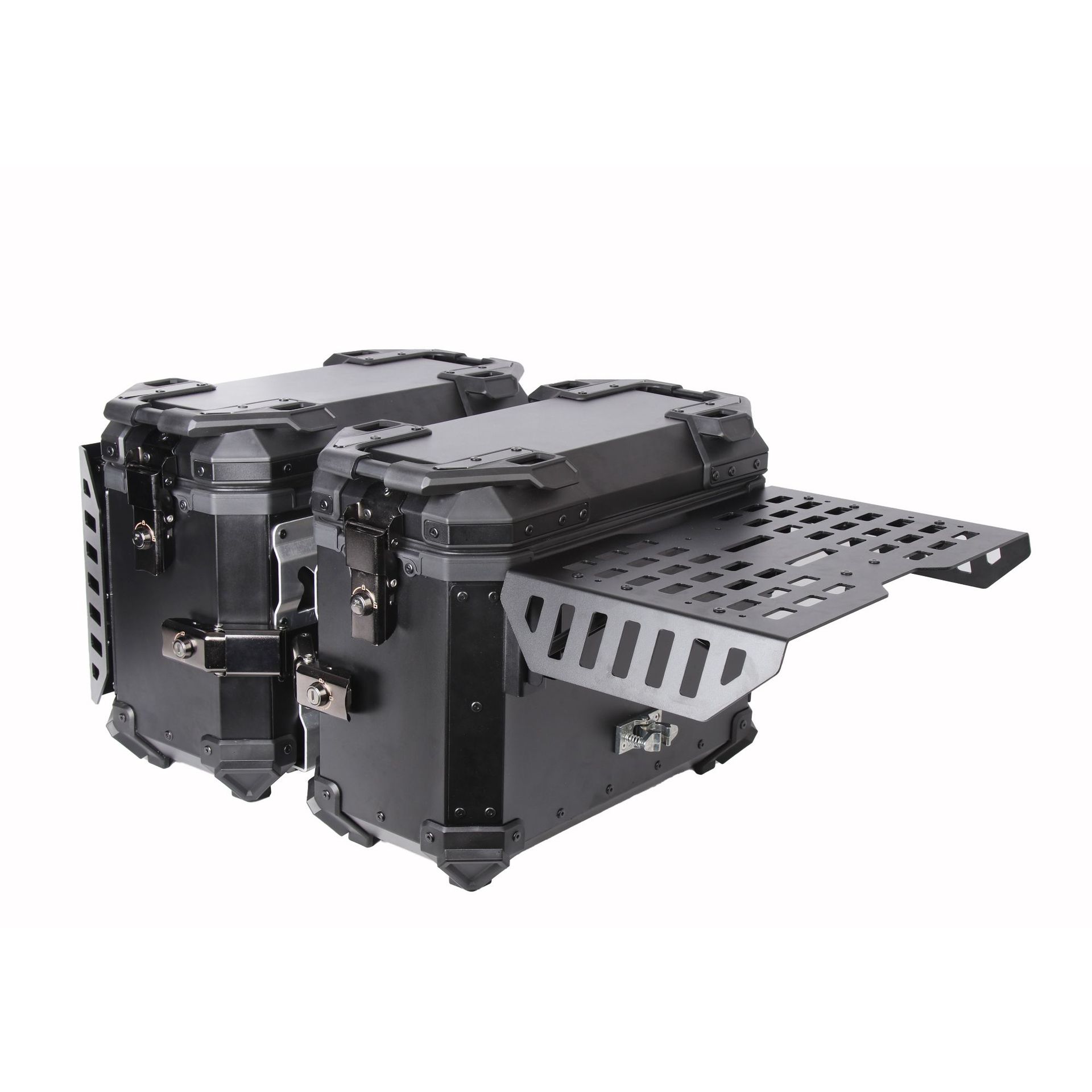 Blindado multifuncional de aleación de aluminio negro tres cajas de motocicleta cajas laterales scooter coche eléctrico ternero maletero