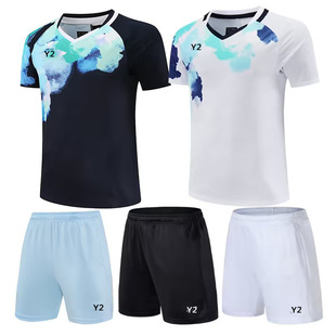New badminton clothes men's and women's quick-drying short-sleeved student children's sports jersey tennis training competition clothes summer 6572