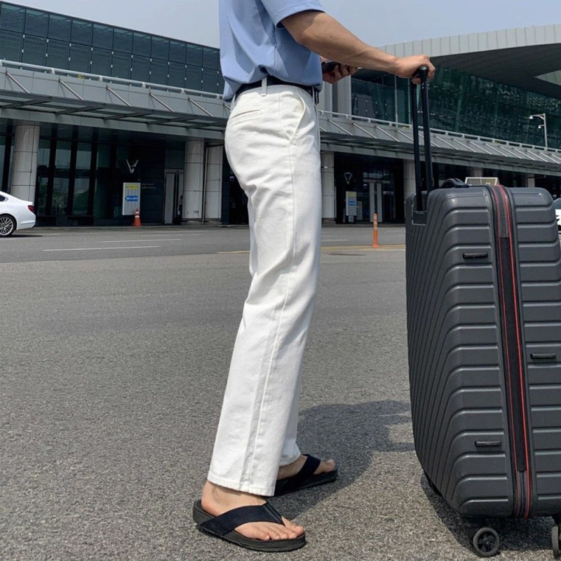 Jinbukang White Jeans Trendy Men's Straight Leg Straight Pants Trendy Autumn Winter Summer All-match Nine-point Loose Break