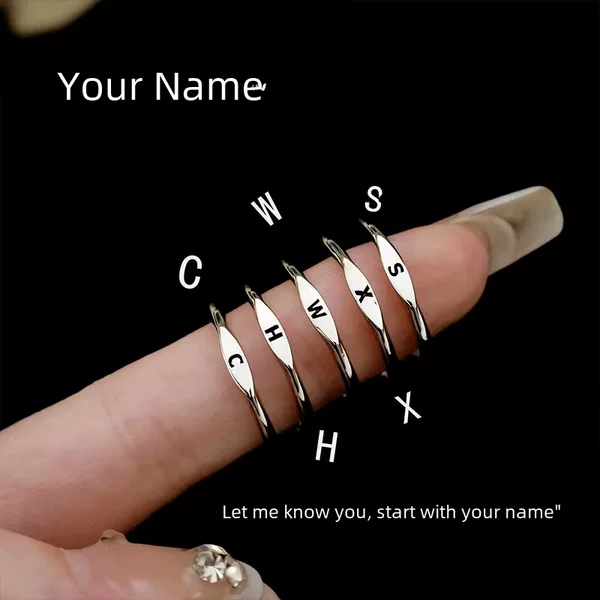 26 letters ring female ins niche design plain ring index finger ring 2022 new fashion personality ring