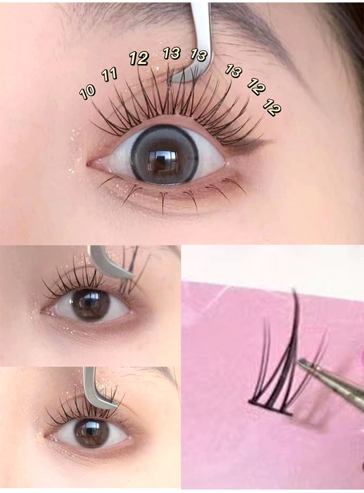Mengjie Shangpin Little Flame Eyelash Black Stem 10-row segmented Mama's birth natural simulation curled eyelash cosplay comic undefined