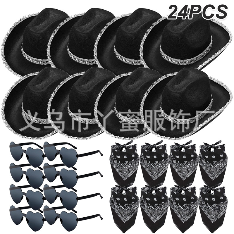 Juego de 24 piezas con borde plateado negro
